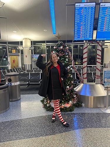 Rudolph Reindeer Stripe Thigh High Stockings Os Red/wht photo review