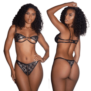 Playboy Shimmer Bunny 2pc Sexy Women's Lingerie Set Silver